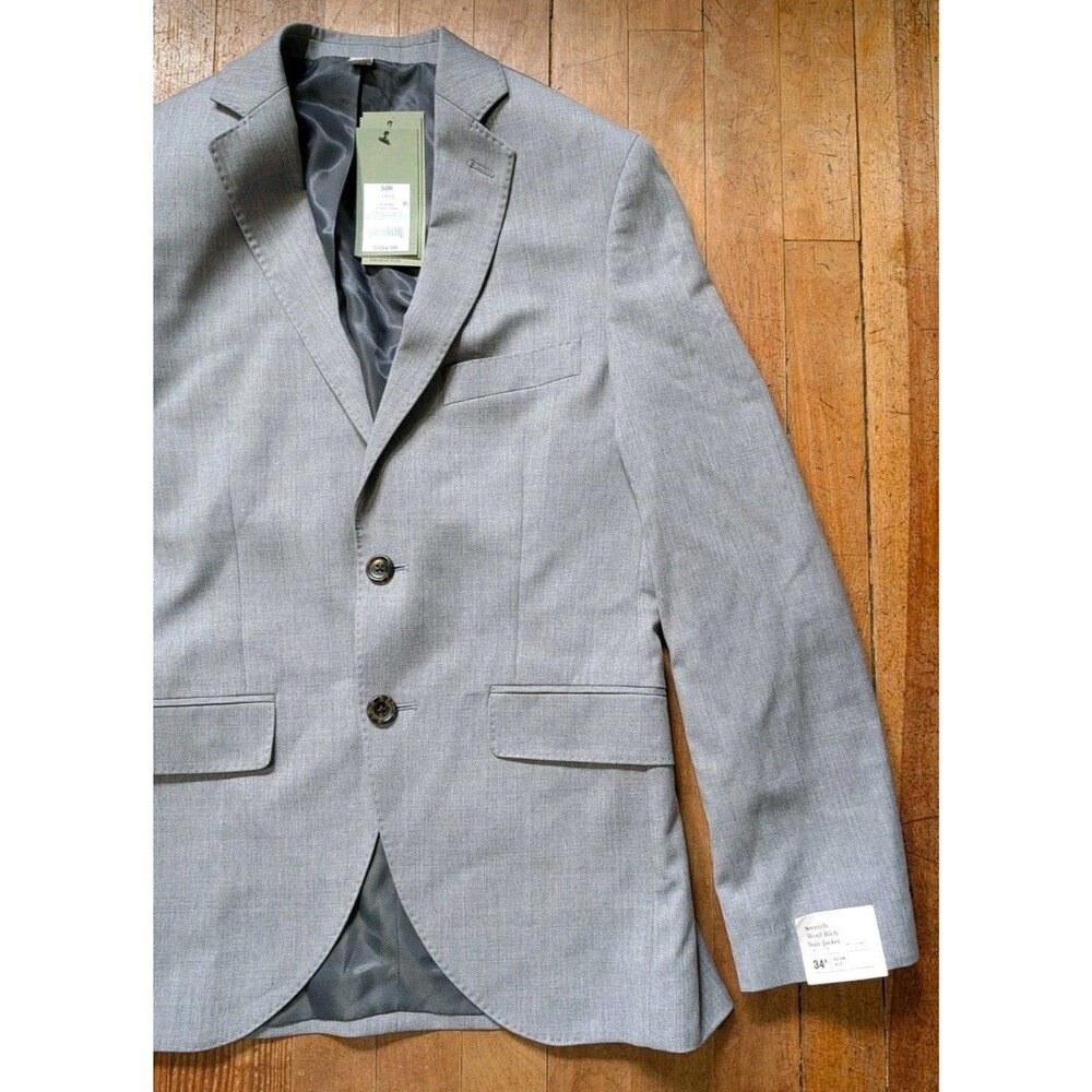 Men’s Goodfellow & Co Stretch Wool Rich Blend Suit Jacket 34R Slim Fit Gray